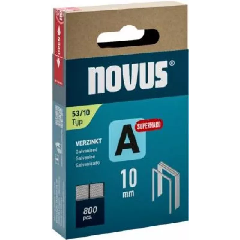 Novus Type 53 Grapas de alambre fino A 10 mm superduras acero galvanizado 800 unidades 042-0778