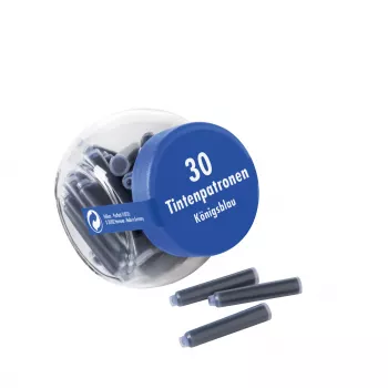 Pelikan 4001 Standard International Cartuchos de tinta cortos para pluma estilográfica, azul real, borrable y lavable, 30 cartuchos en frasco 300003745