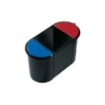 Helit H6103598 Sistema de reciclaje ovalado de 38L con contenedor principal de 20L, 2 cubos extraíbles de 9L, negro/multicolor