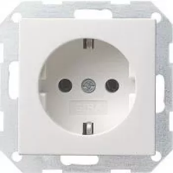 Gira System 55 Toma de corriente Schuko, blanco puro satinado, 16 A, empotrar 018827