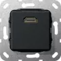 Gira Mecanismo de pared HDMI 2.0a+ HDR, 1 puerto, negro mate 567010