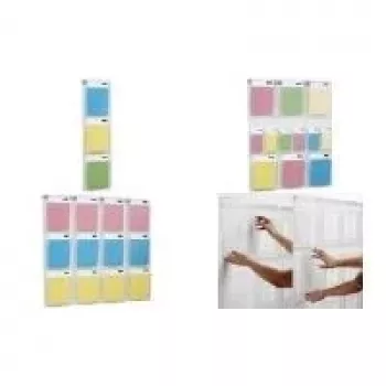 HELIT PLACATIV Expositor de pared, 6 A4 vertical + 12 compartimentos 1/3 A4, SAN transparente, 35 mm de profundidad H6812302