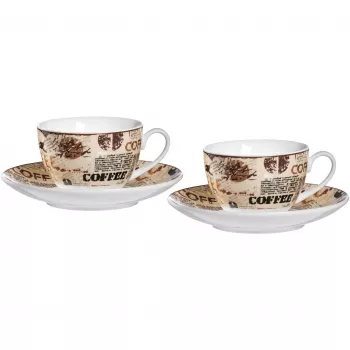 Ritzenhoff & Breker CREMA Set de capuchino, 4 piezas, porcelana, impresión decorativa, apto para lavavajillas 422108