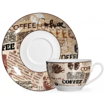 Ritzenhoff & Breker CREMA Set de capuchino, 4 piezas, porcelana, impresión decorativa, apto para lavavajillas 422108