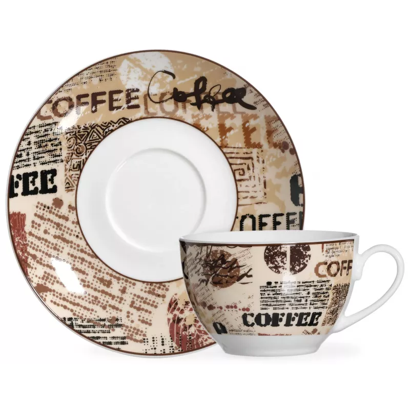 Ritzenhoff & Breker CREMA Set de capuchino, 4 piezas, porcelana, impresión decorativa, apto para lavavajillas 422108