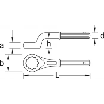 GEDORE Llave combinada acodada de 12 puntas, 41 mm (6034300)