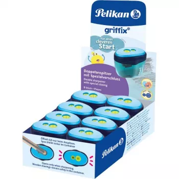 Pelikan griffix Sacapuntas doble con depósito, azul, para lápices estándar y jumbo 300008247