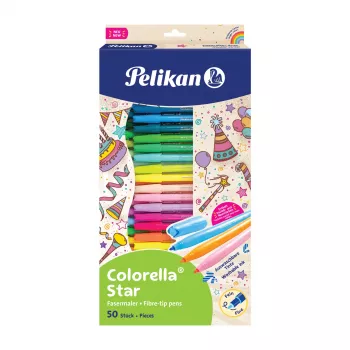 Pelikan Colorella Star C302/50 Set de rotuladores, 50 colores diferentes, tinta lavable a base de agua, tapones ventilados 825092