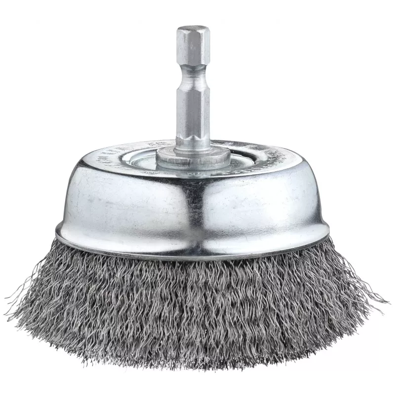 kwb Cepillo de alambre de vaso 75 mm, acero ondulado 0,2 mm, vástago 6 mm para metal y piedra 606310