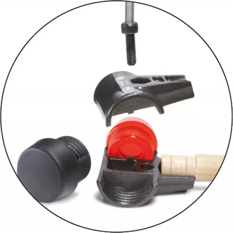 Wiha 26582 Martillo Safety-Soft-Face, caras negras/blancas, 3000 g, mango de nogal