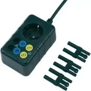 Voltcraft adaptador de medición de red, conector Schuko a conectores hembra de seguridad de 4 mm, con protección de contacto
