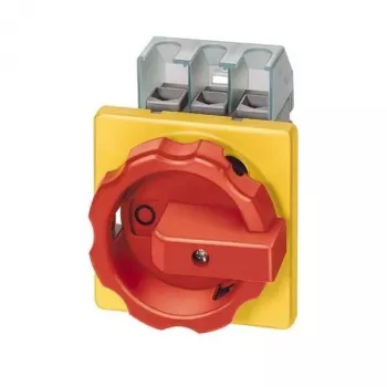 Siemens 3LD2804-0TK53 interruptor principal / interruptor de parada de emergencia tripolar, 125 A, montaje frontal, rojo/amarillo