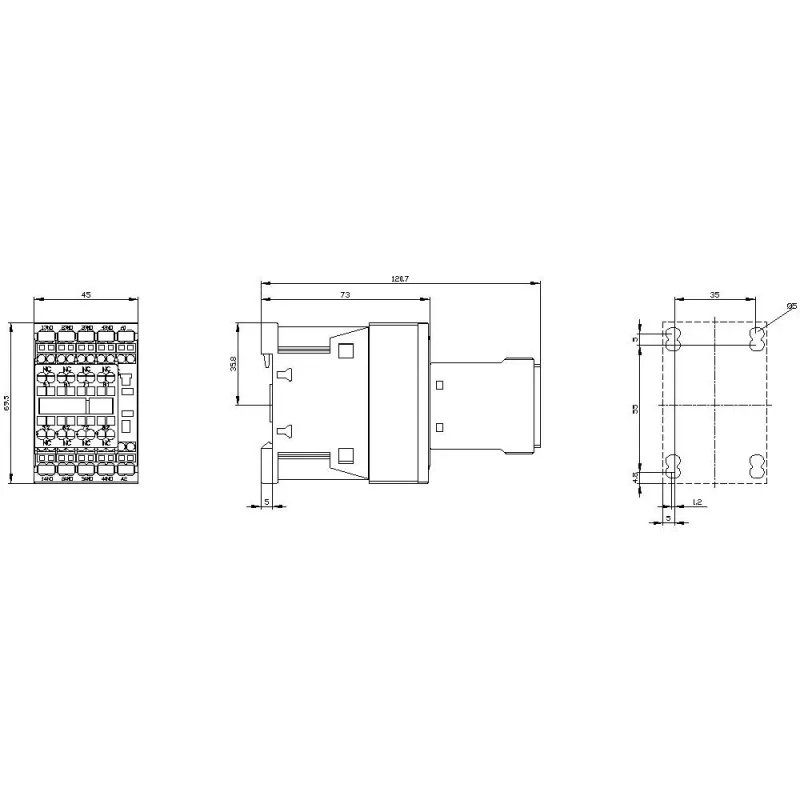 Siemens SIRIUS 3RH2 contactor auxiliar 3RH2244-2BB40, 4 NA + 4 NC, bobina 24 V DC, bornes de tornillo