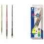 STAEDTLER Noris set de pinceles sintéticos, 3 piezas, colores variados, mangos de plástico reciclado, virolas metálicas (989R-S BK3)