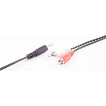 SHIVERPEAKS BASIC-S cable de audio, 2 conectores RCA macho a conector jack de 3,5 mm, 5,0 m, estéreo, negro, bolsa de plástico BS30832-5