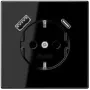 JUNG LS 1520-15 CA SW Toma de corriente SCHUKO 16 A con cargador USB 1 x Type-A + 1 x Type-C, Safety Plus, serie LS, negro