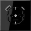 JUNG LS 1520-15 CA SW Toma de corriente SCHUKO 16 A con cargador USB 1 x Type-A + 1 x Type-C, Safety Plus, serie LS, negro