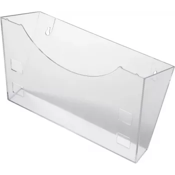 HELIT H6103008 Soporte de pared para expositor de folletos, gris transparente