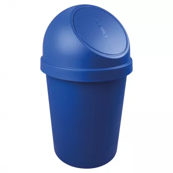helit papelera redonda con tapa basculante, 45 litros, azul, polipropileno, Ø400 mm x H700 mm (H2401334)