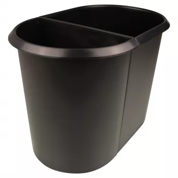 HELIT the double papelera, ovalada, 20 L, negra, PE, sin tapa, parte 1 (H6103795)
