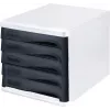 HELIT H6129498 cajonera, 5 cajones, gris claro/negro, poliestireno/ABS, apilable