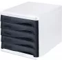 HELIT H6129498 cajonera, 5 cajones, gris claro/negro, poliestireno/ABS, apilable
