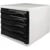 HELIT H6129498 cajonera, 5 cajones, gris claro/negro, poliestireno/ABS, apilable