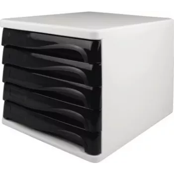 HELIT H6129498 cajonera, 5 cajones, gris claro/negro, poliestireno/ABS, apilable