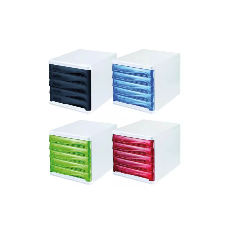 HELIT H6129498 cajonera, 5 cajones, gris claro/negro, poliestireno/ABS, apilable