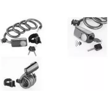 FISCHER candado de cable en espiral para bicicleta antracita con alarma y llave 85908:FISCHER