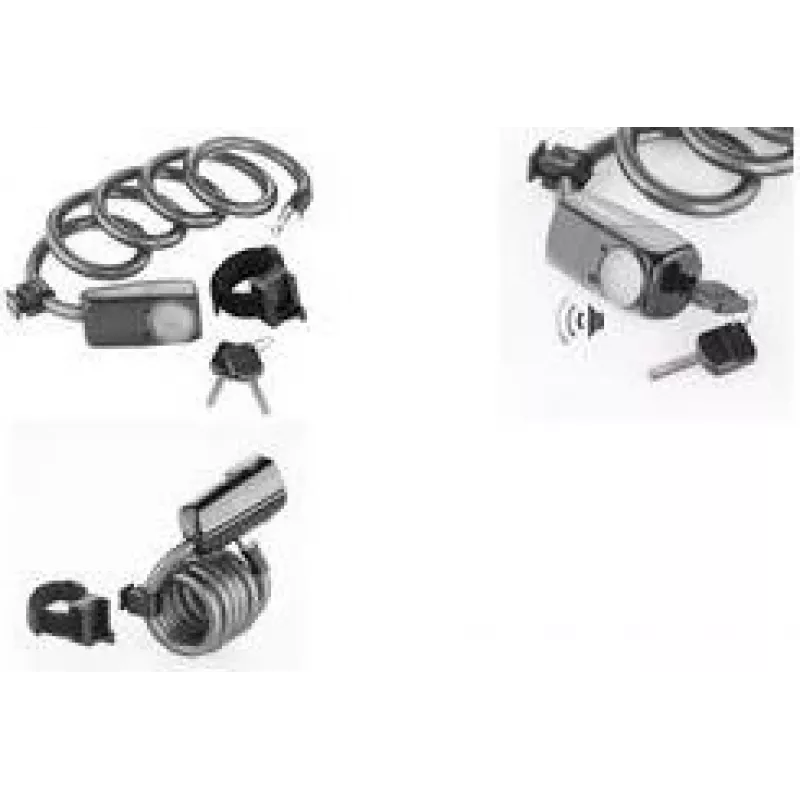 FISCHER candado de cable en espiral para bicicleta antracita con alarma y llave 85908:FISCHER