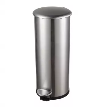 HELIT papelera con pedal zinc, 20 L, plata acero inoxidable, redonda, cierre suave, pedal H2406600