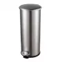 HELIT papelera con pedal zinc, 20 L, plata acero inoxidable, redonda, cierre suave, pedal H2406600