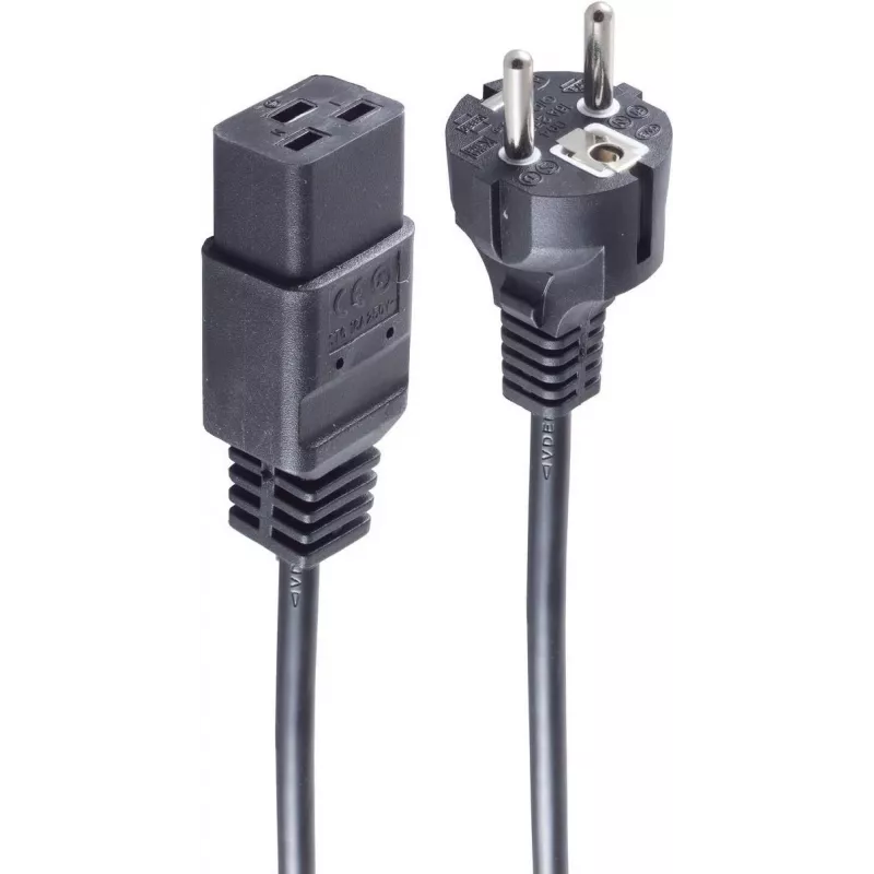 SHIVERPEAKS Basic cable de alimentación Schuko a IEC C19, 3 m, 16 A, negro BS60015-S
