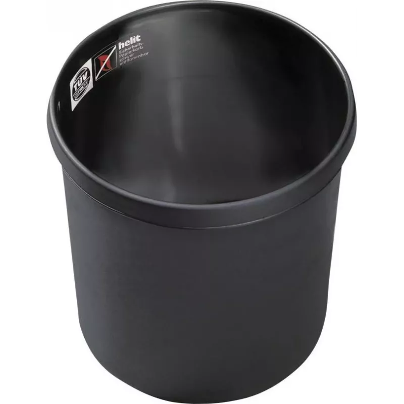 HELIT H6106495 papelera redonda ignífuga, 18 L, negra