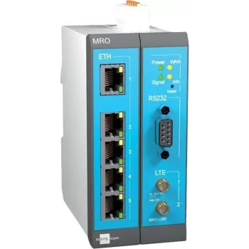 INSYS MoRoS icom MRO-L210 router industrial LTE, Ethernet WAN, 2x 10/100 Ethernet, azul/gris/blanco 10019403