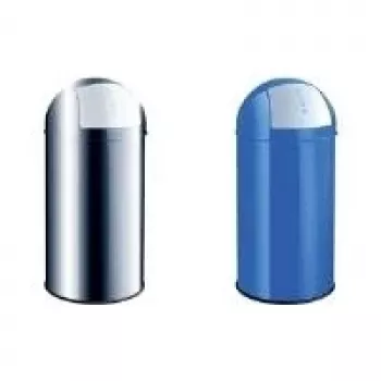 HELIT H2401495 Papelera redonda de acero negra de 50L con tapa basculante