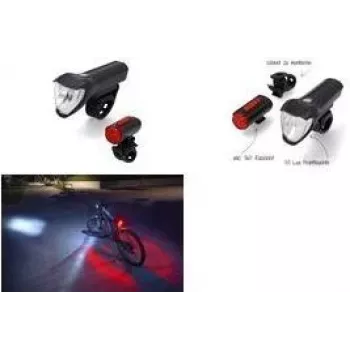 FISCHER Set de iluminación LED para bicicleta TWIN, luz frontal 50/25/15 lux, recargable por USB, homologado StVZO 50428