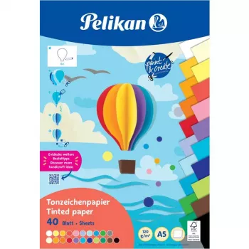 Pelikan Bloc de cartulina de colores DIN A5, 40 hojas, 120 g/m², 21 colores, encolado por la parte superior 300002259