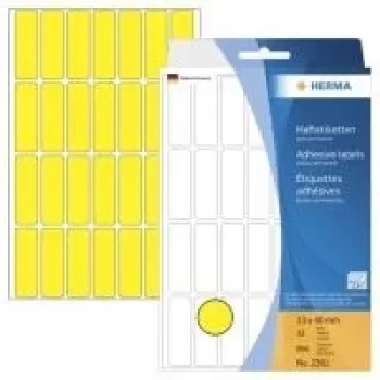 HERMA 2361 Etiquetas de papel autoadhesivas permanentes mate amarillas, 13 x 40 mm, 896 etiquetas (32 hojas x 28)