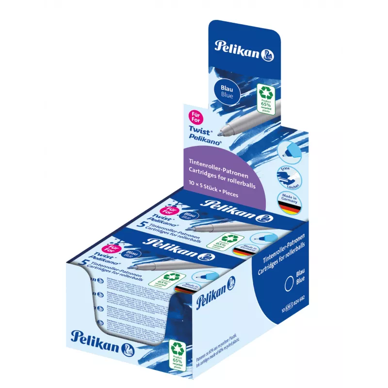 Pelikan Eco Recambio de roller para Pelikano/Twist, azul real, 65% plástico reciclado, 1 ud. 300010004
