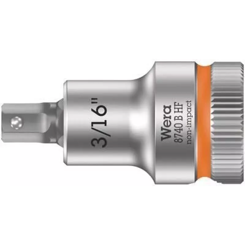 Wera 8740 B HF Zyklop vaso de puntas Hex-Plus con enganche de 3/8 pulgadas, 3/16 pulgadas con función de retención 05003085001