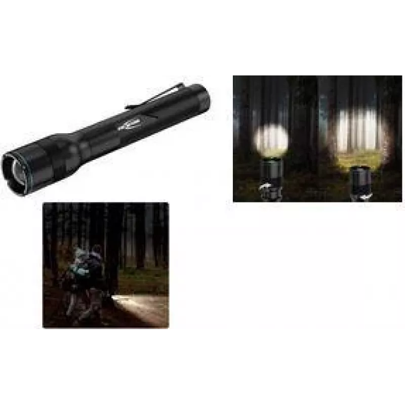 Linterna LED ANSMANN Adventure TA300BF negra con clip de cinturón, 300 lúmenes, enfoque ajustable, IPX4 1600-0761