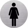 Señal pictograma WC mujer HELIT, acero inoxidable, plateada, autoadhesiva, 115 mm H6271000