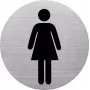 Señal pictograma WC mujer HELIT, acero inoxidable, plateada, autoadhesiva, 115 mm H6271000