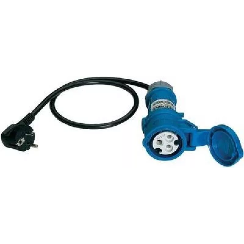 Benning Adaptador de medición conector Schuko a toma CEE caravana 16 A 3 polos azul (044143)