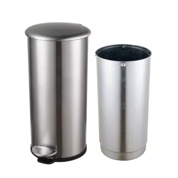 HELIT the zinc Cubo de basura con pedal 12 L Plata acero inoxidable redondo Soft-Close H2406500