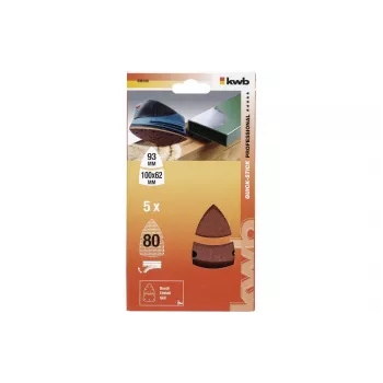 KWB 496108 Papel de lijar delta, grano 80, 93 mm, pack de 5