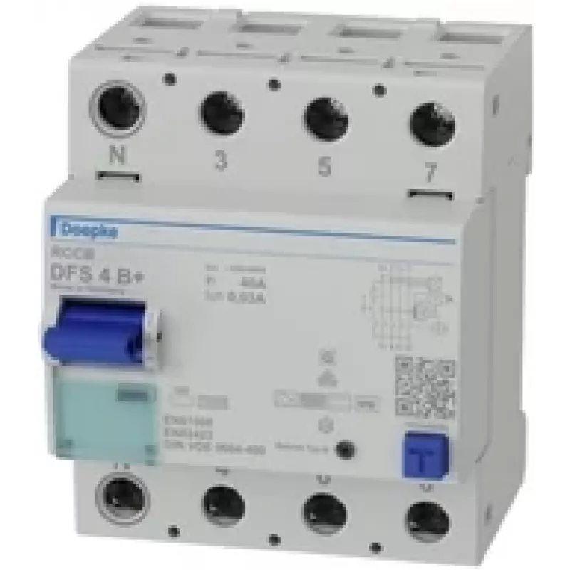 Doepke DFS 4 040-4/0.03-B+ Interruptor diferencial sensible a todo tipo de corriente, 4 polos, 40 A, 30 mA, tipo B+ 09134895