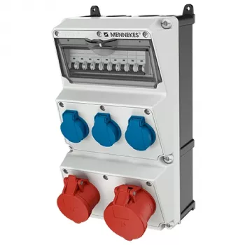 MENNEKES AMAXX 930011 Combinación de tomas de corriente de montaje en pared, 63 A, IP44, gris